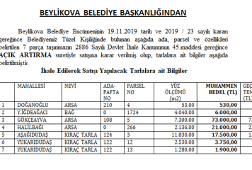 Beylikova Belediyesi İhale İlanı