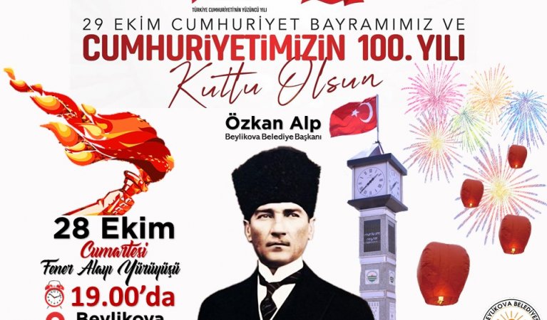 Haydi Beylikova! Cumhuriyetimizin 100. yılında, 29 Ekim Cumhuriyet Bayramımızın coşkusunu hep birlikte kutlayalım.
